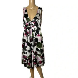 VTG Citrine,women halter dress 6. Made in Canada! Multicolor,ruching,bow,Flare